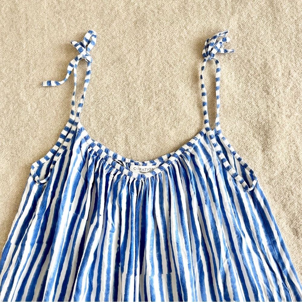 Emerson Fry blue block print striped dress - Picture 4 of 8